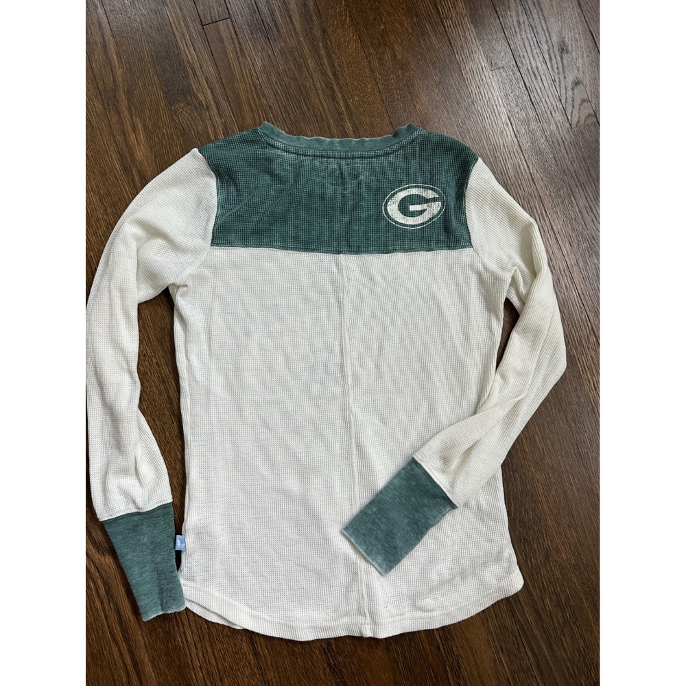 Touch Alyssa Milano Green Bay Packers Waffle Knit Thermal Shirt Womens Small - Picture 3 of 3